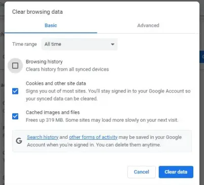 Wyczyść pamięć podręczną przeglądarki i pliki cookie, jeśli aplikacja komputerowa WhatsApp się nie otwiera