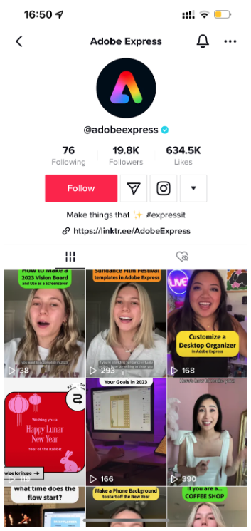 Mídia da Geração Z - Adobe Express TikTok