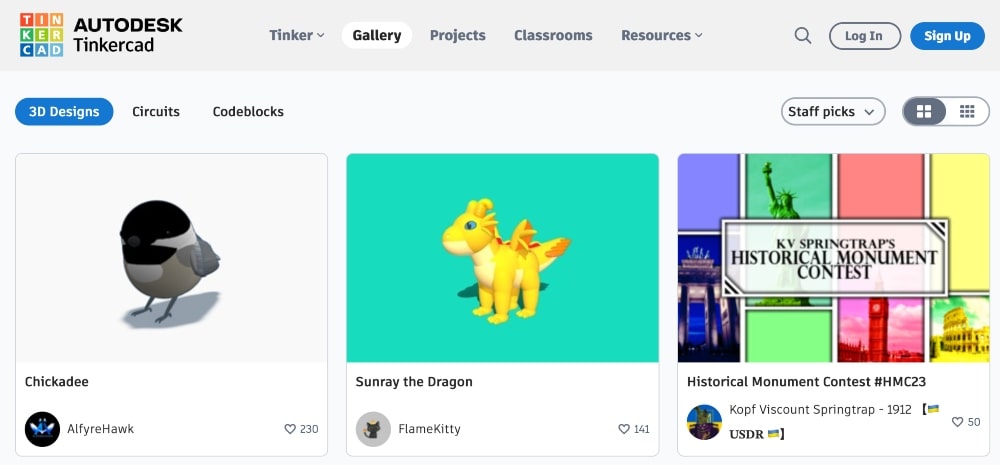 TinkerCAD topluluk galerisi