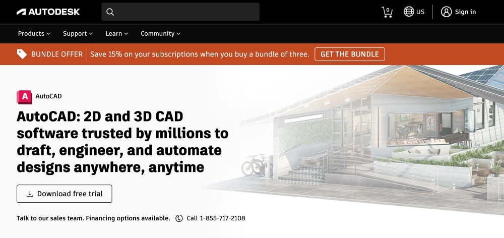 AutoDesk AutoCAD web sitesi
