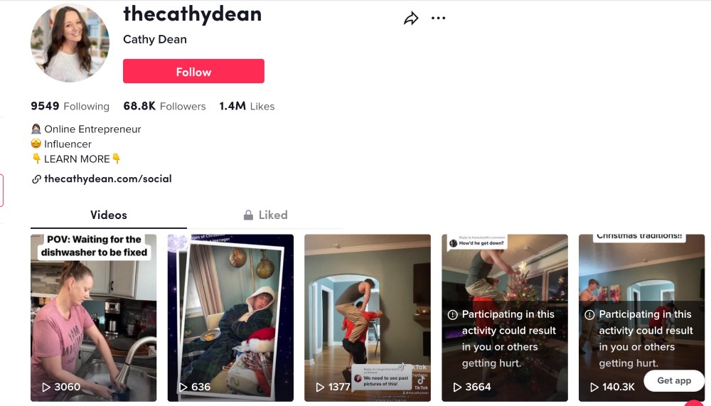 L'account TikTok di Cathy Dean
