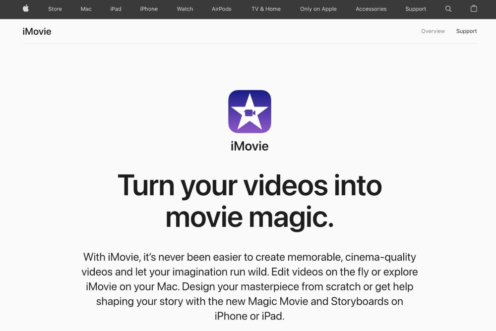 Site Web d'iMovie
