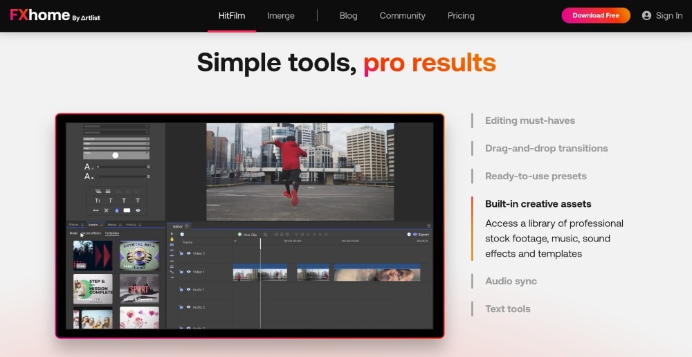 Fonctionnalités HitFilm Pro