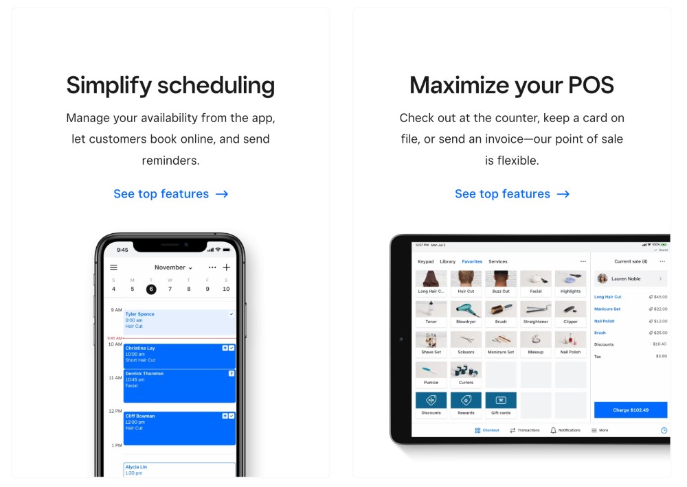 Square アポイントメントの機能