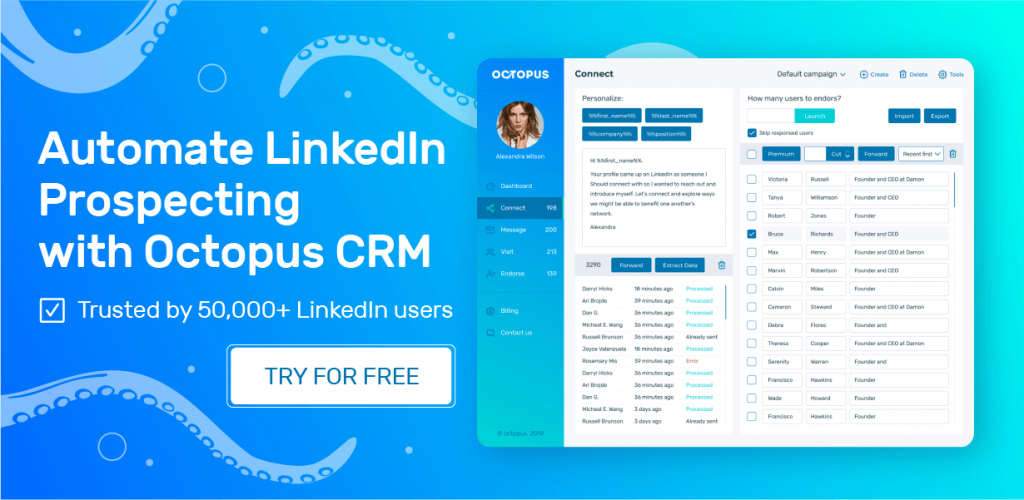 Автоматизируйте поиск потенциальных клиентов в LinkedIn с помощью Octopus CRM