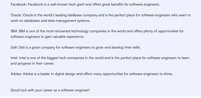 ข้อความแจ้ง ChatGPT สำหรับบริษัทที่ดีที่สุดในการทำงาน - การค้นหางาน