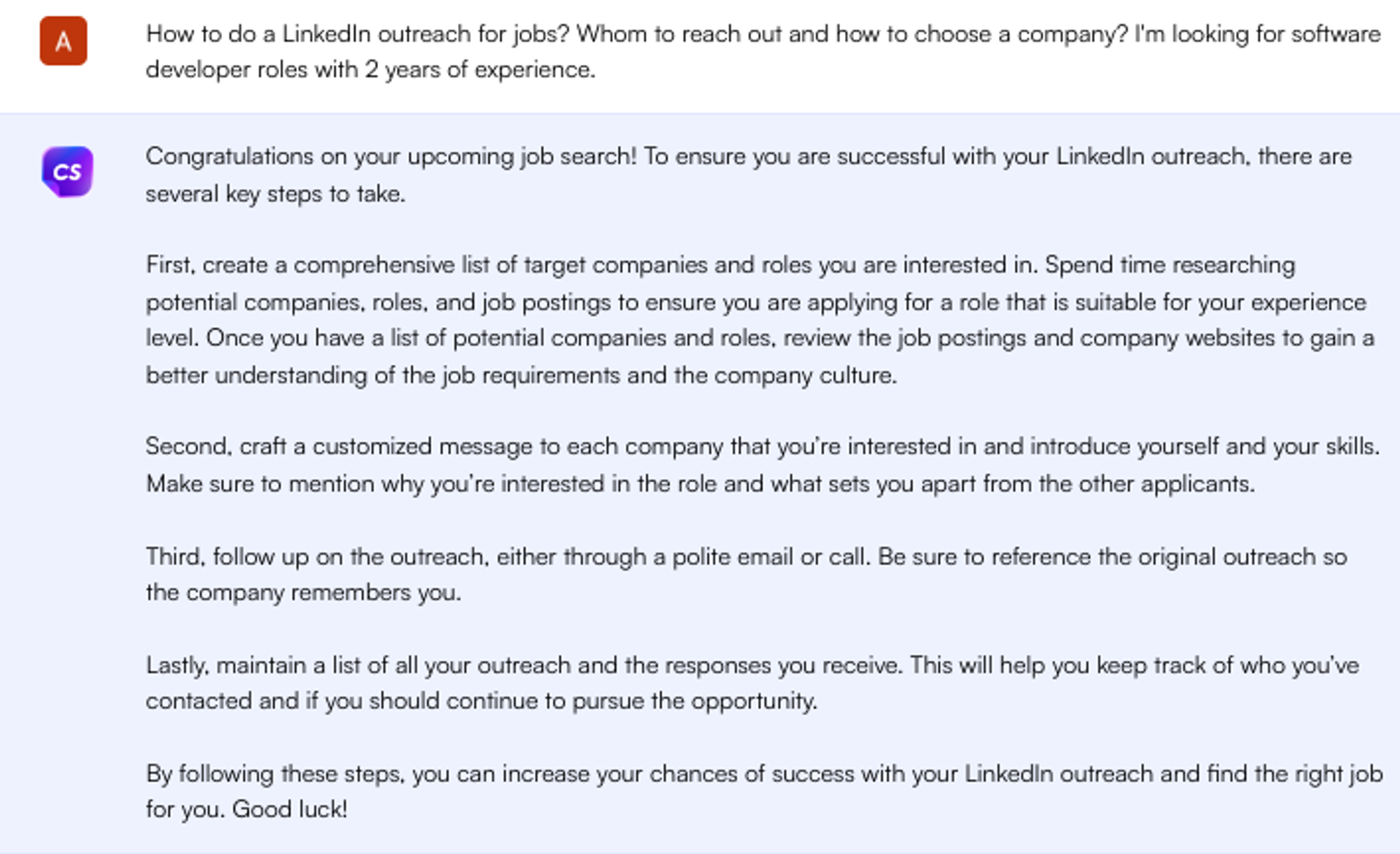 ข้อความแจ้งเตือน ChatGPT สำหรับ LinkedIn - การค้นหางาน