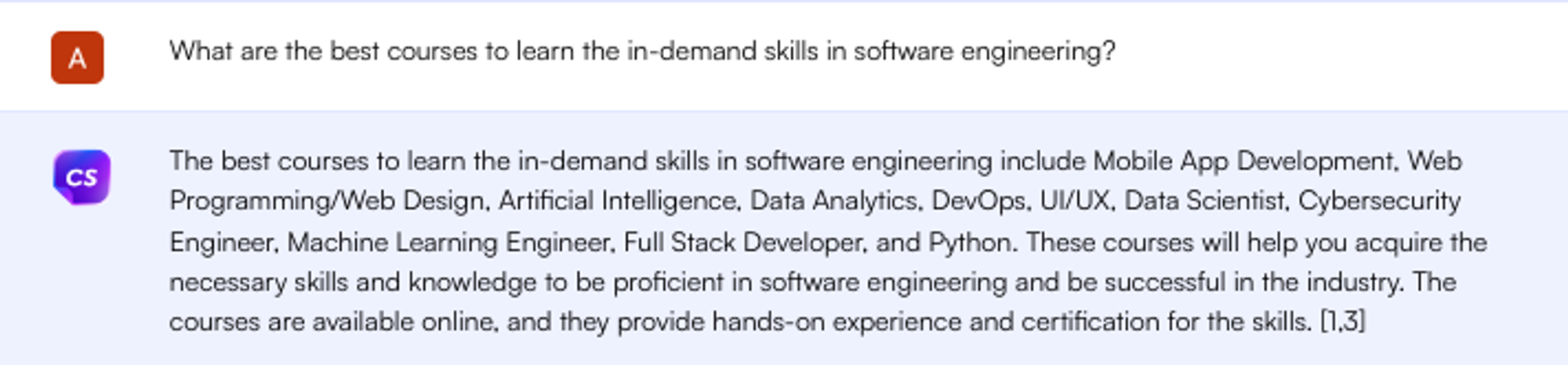 ข้อความแจ้ง ChatGPT สำหรับหลักสูตรตามความต้องการ - การค้นหางาน