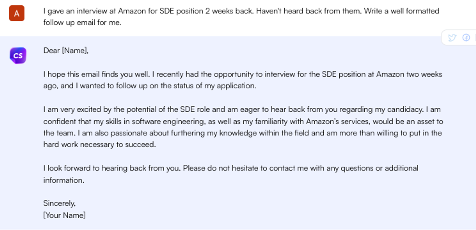 ข้อความแจ้ง ChatGPT สำหรับอีเมลติดตามผล - การค้นหางาน