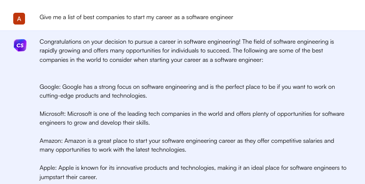 ข้อความแจ้ง ChatGPT สำหรับบริษัทที่ดีที่สุดในการทำงาน - การค้นหางาน