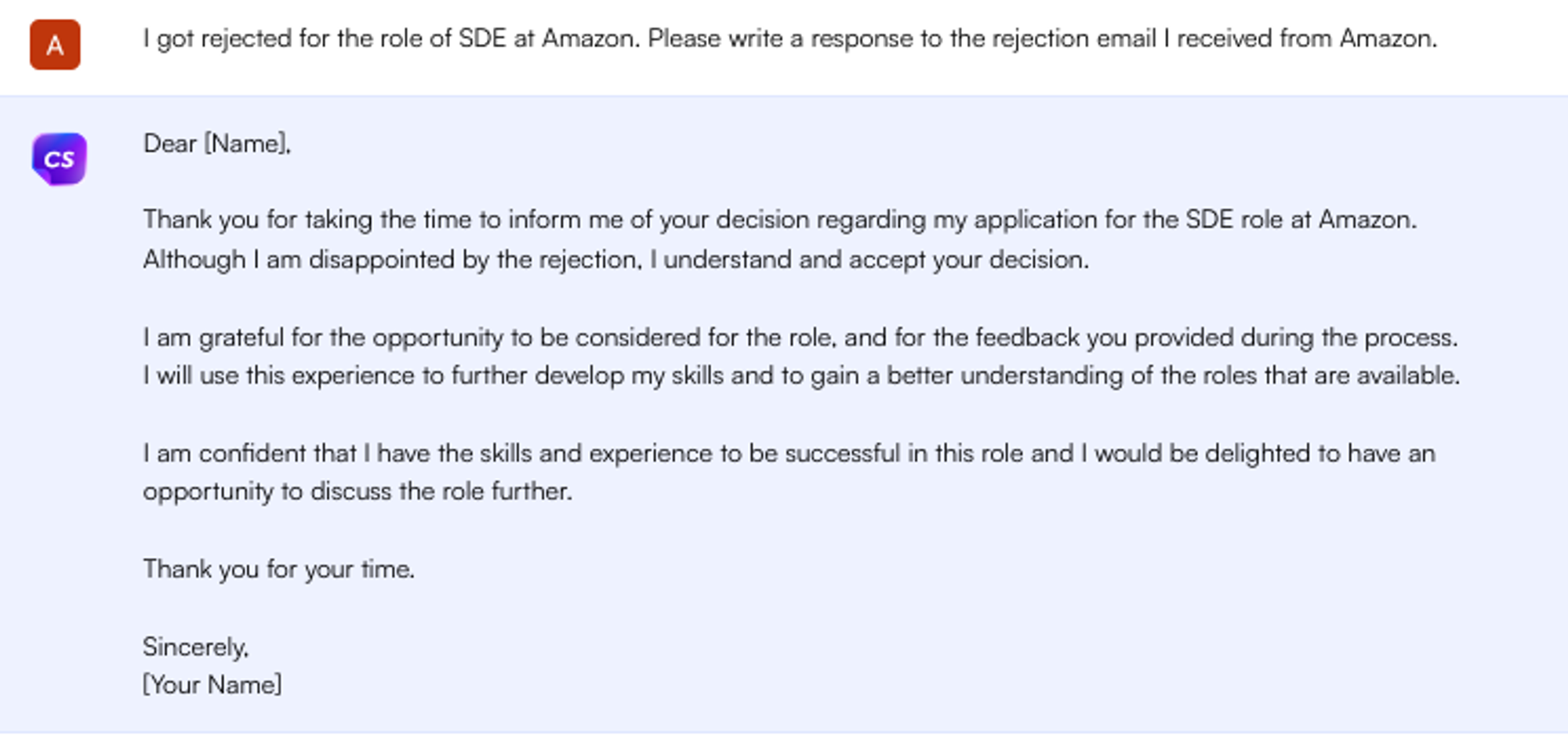ข้อความแจ้ง ChatGPT สำหรับการตอบกลับอีเมลปฏิเสธ - การค้นหางาน