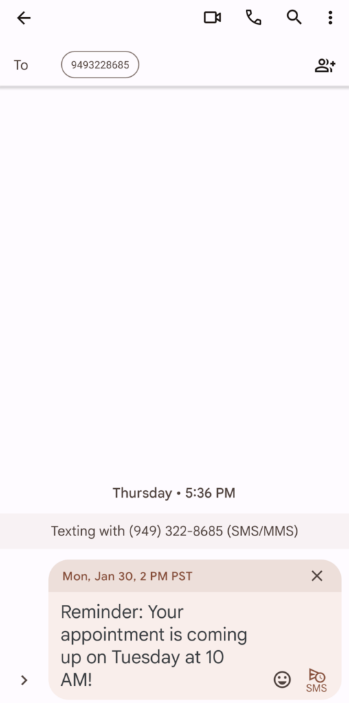 预定消息在 Google 消息中的显示方式