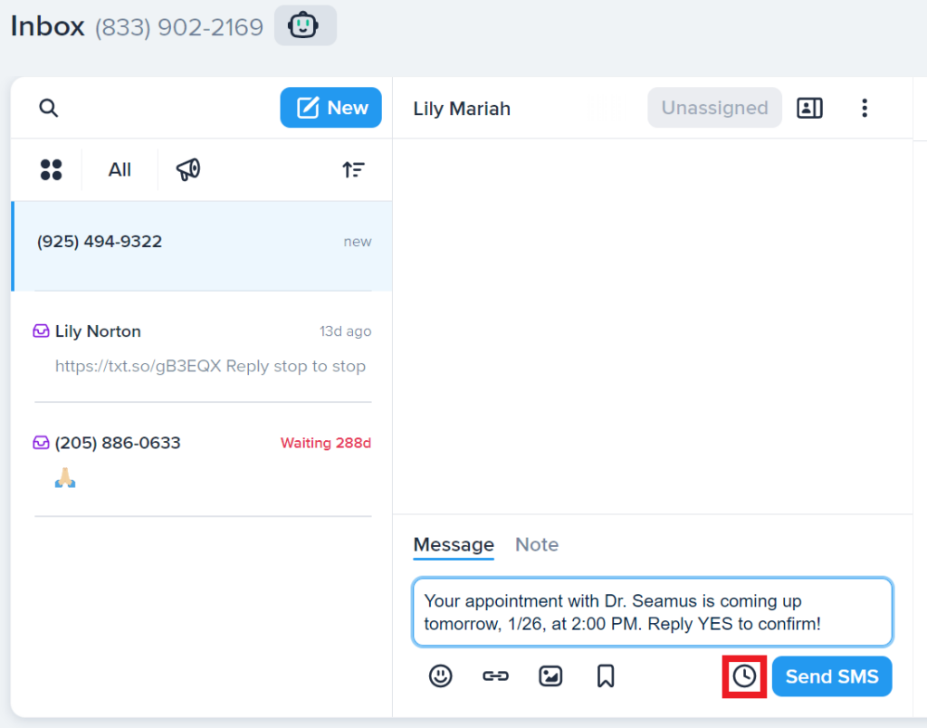 收件箱中的计划图标