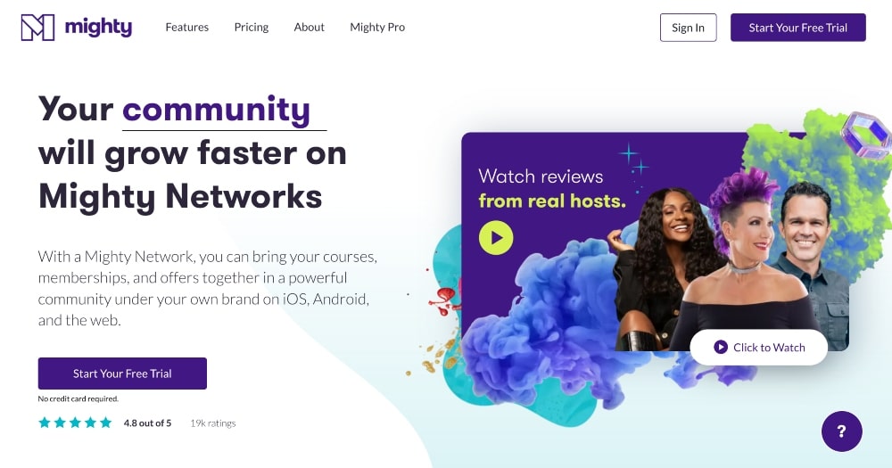 Mighty Networks の Web サイト
