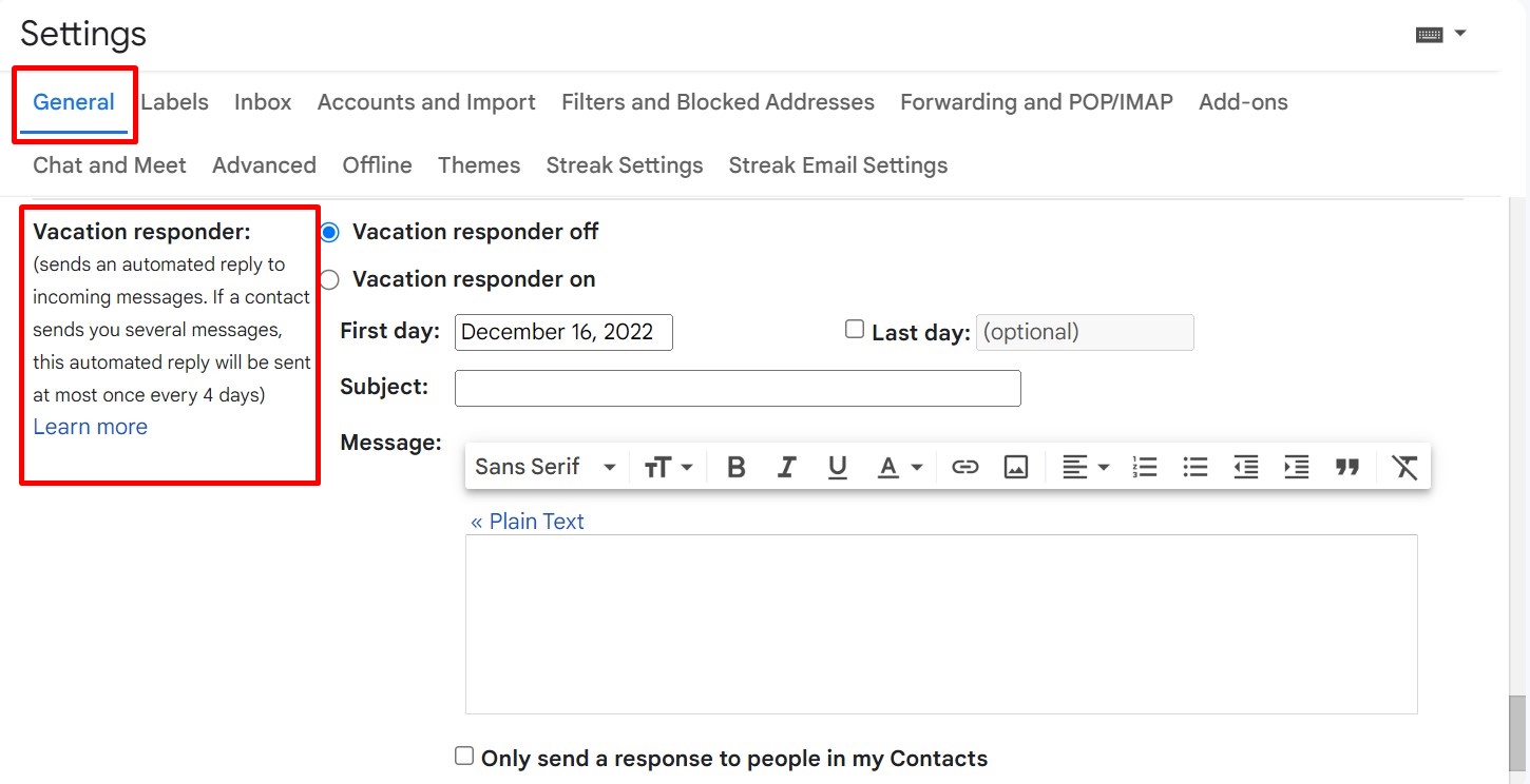 otomatik yanıtlayıcı Gmail