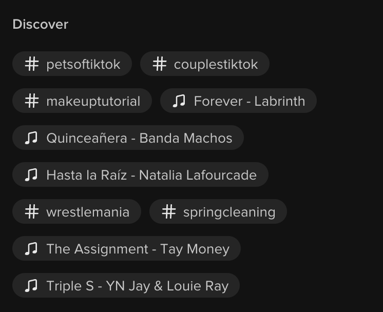TikTok 上的趨勢部分