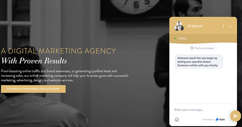 Exemplu de Mediaboom Chatbot, o aplicație software folosită pentru a conduce o conversație prin chat on-line cu potențiali clienți.