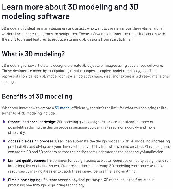 ejemplo de sección de información detallada