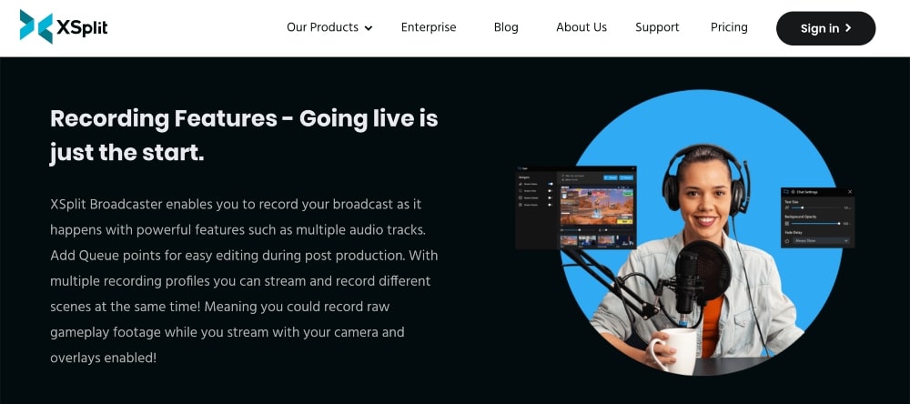 ميزات XSplit Broadcaster