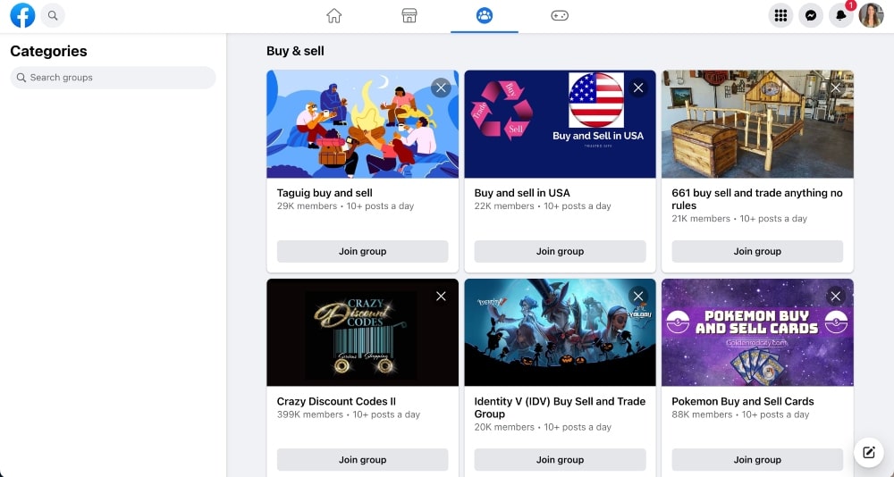 Gruppi di acquisto e vendita di Facebook