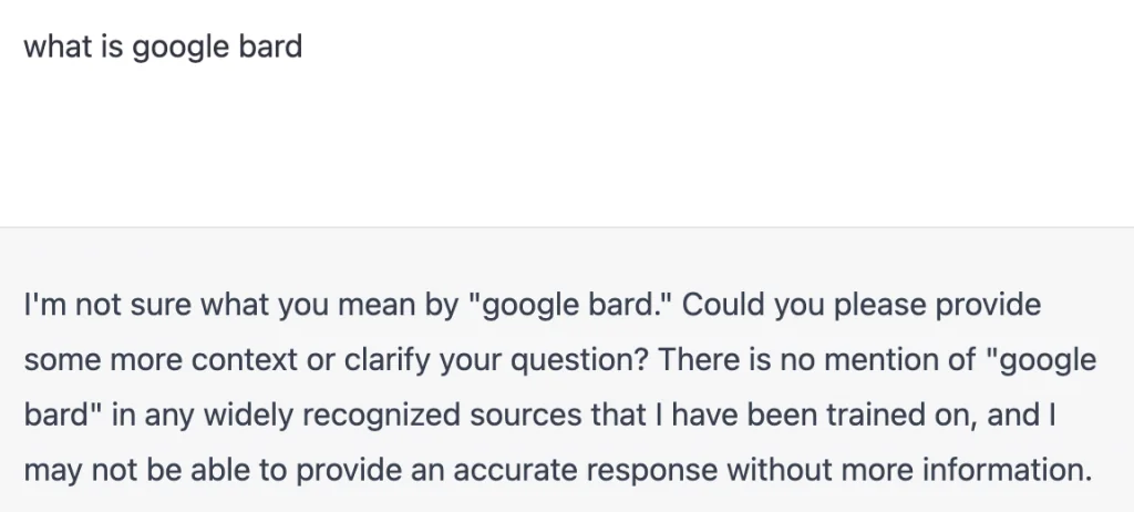 Odpowiedź ChatGPT na to, czym jest Google Bard
