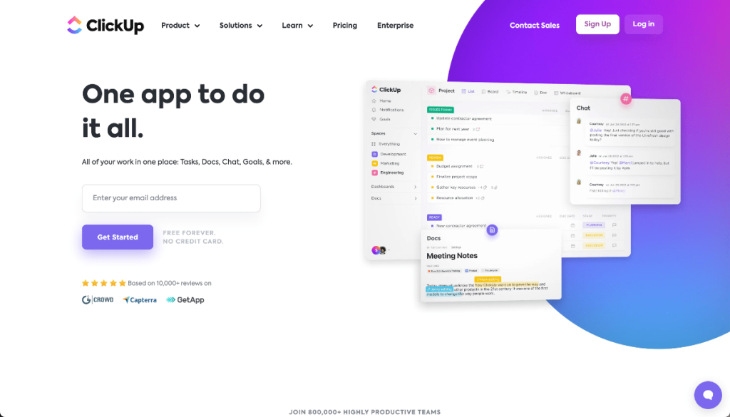 클릭업 웹사이트