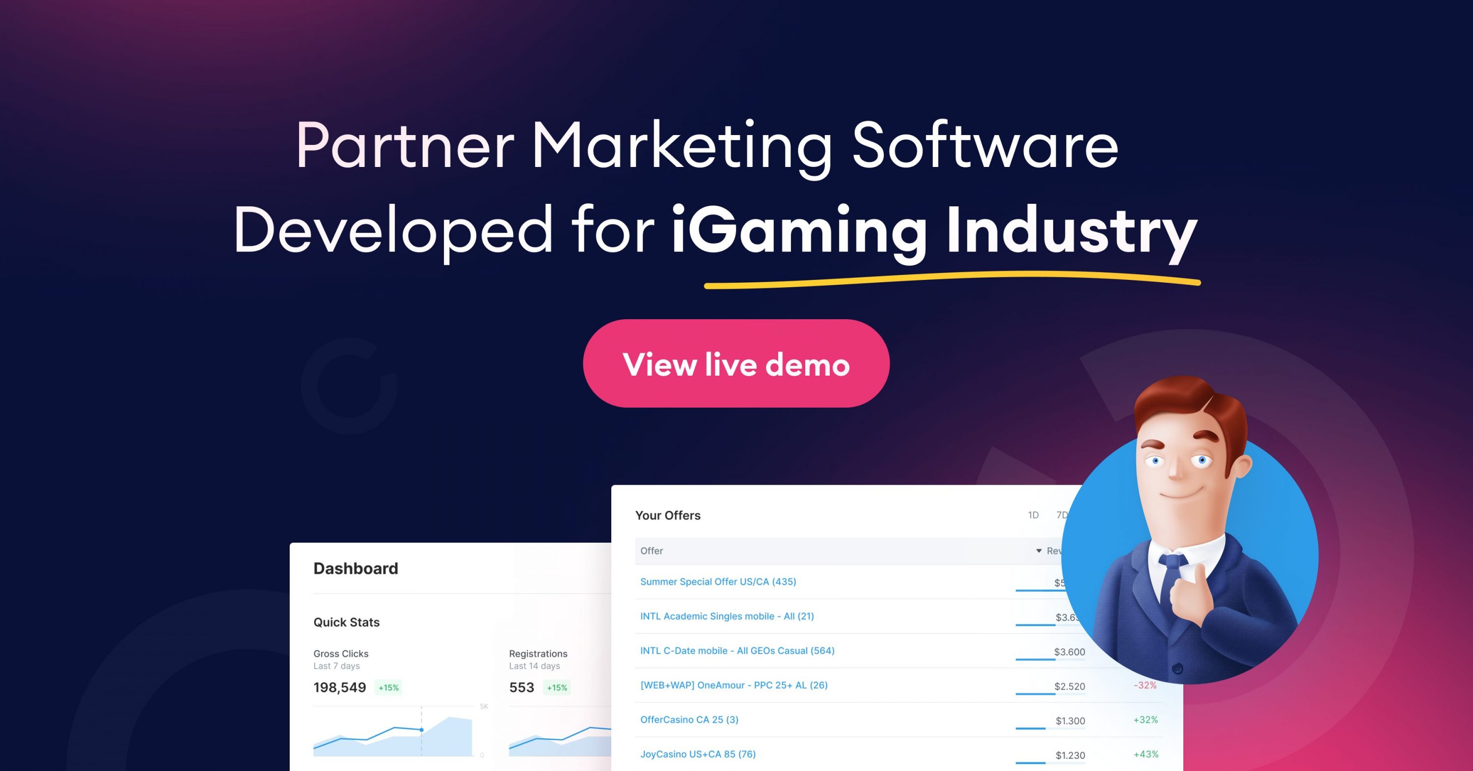 software de marketing de socios para la industria del juego