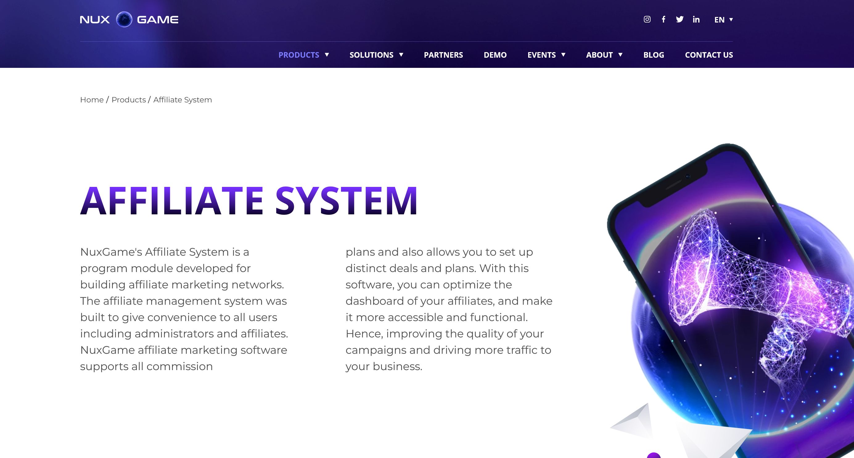 NuxGame Affiliate System عبارة عن وحدة برنامجية مصممة لإنشاء شبكات التسويق بالعمولة.