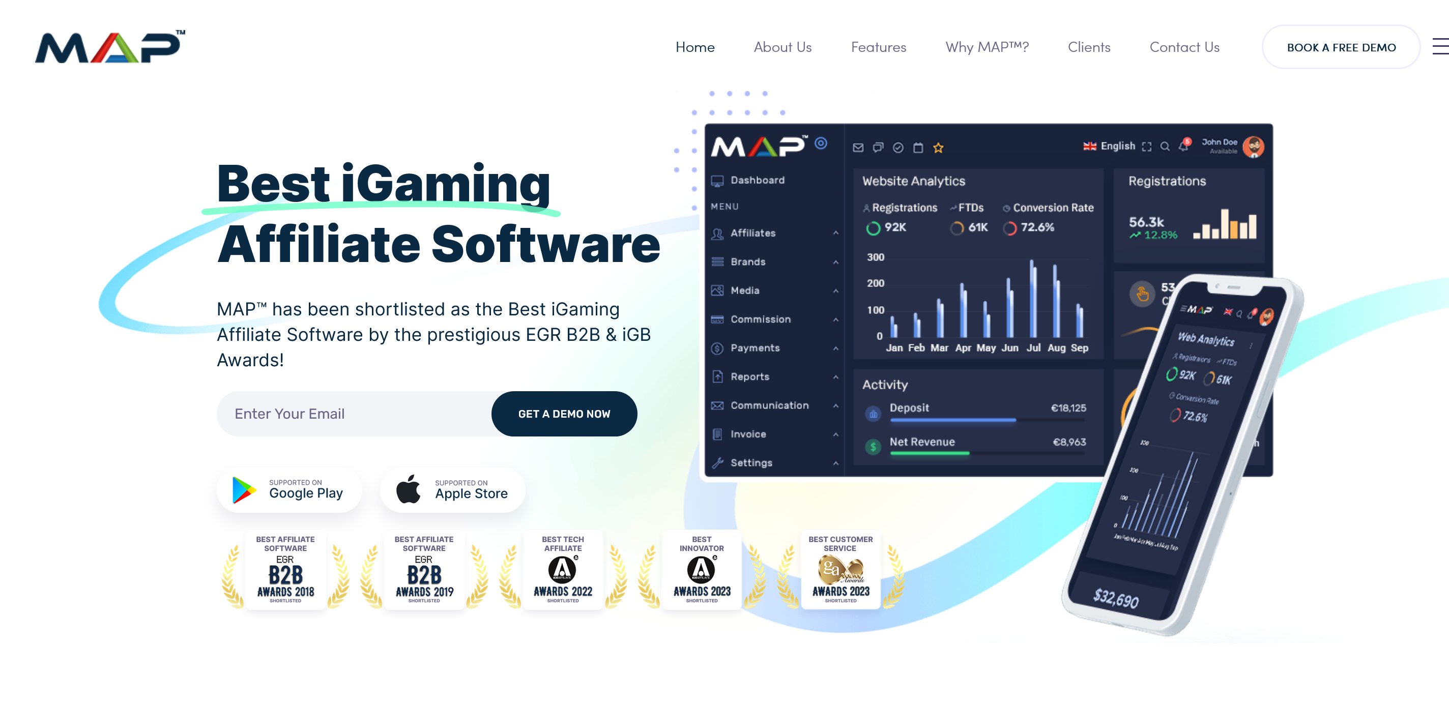 MAP oleh MediaCLE adalah modul perangkat lunak lain yang dikembangkan untuk industri iGaming dan dapat membantu situs web perjudian, kasino, poker, dan taruhan untuk memanfaatkan pemasaran afiliasi.
