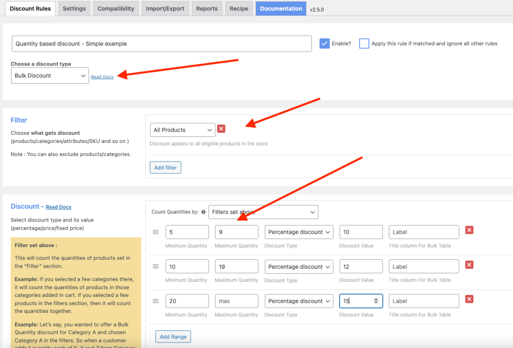 Exemplu simplu de reducere bazată pe cantitate