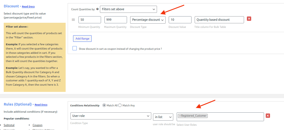 scenariul 5 - reducere în funcție de rolul utilizatorului