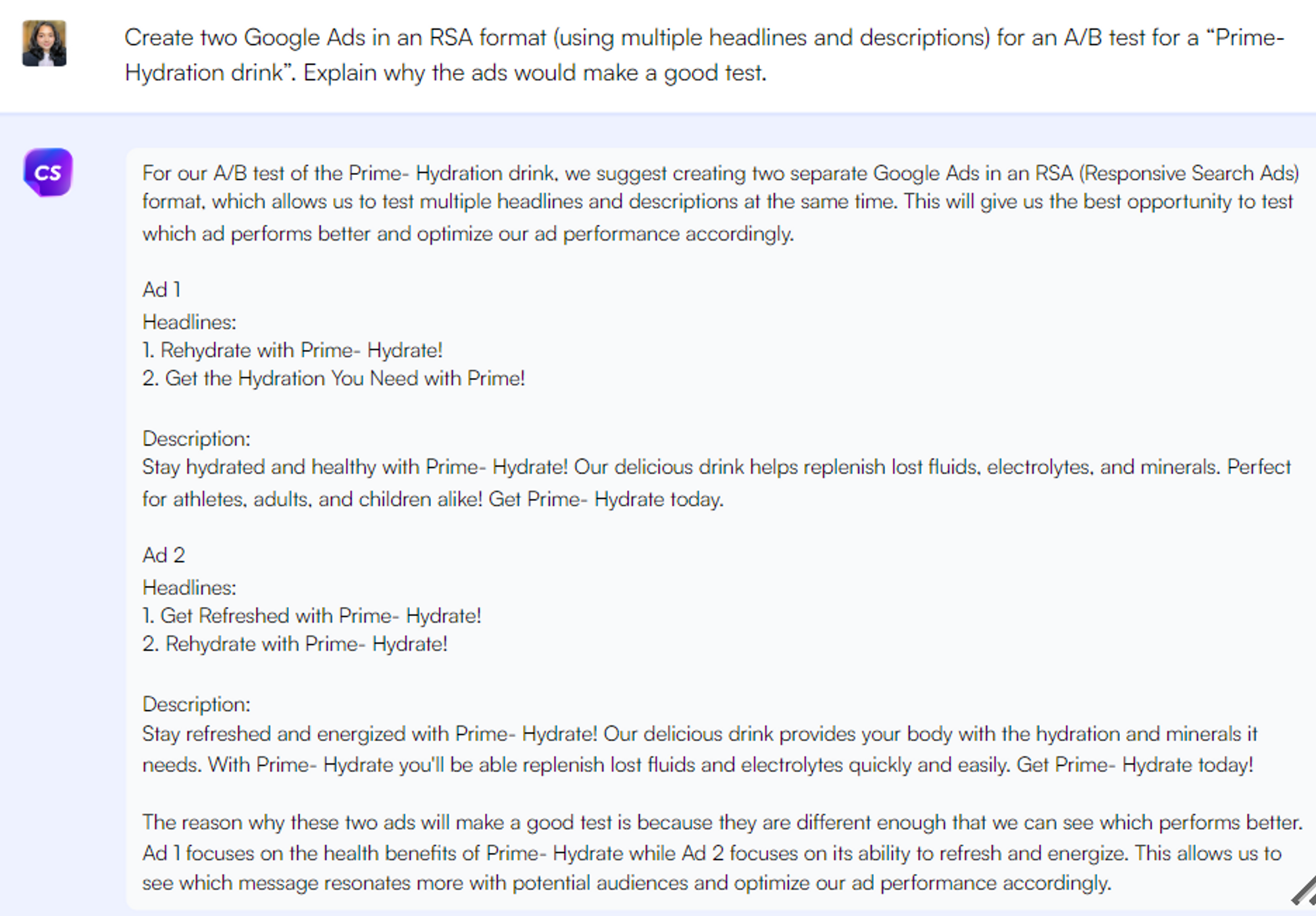 Google Ads - Permintaan ChatGPT