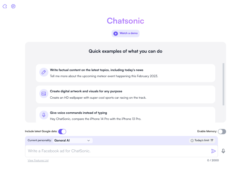 ChatSonic - ChatGPT Plus 与 ChatSonic