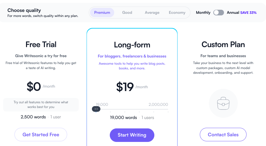 ChatSonic 定价 - ChatGPT Plus 与 ChatSonic