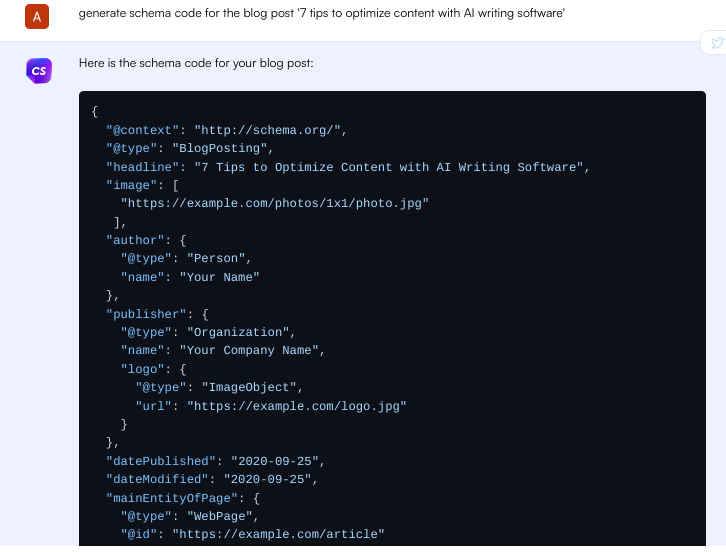 Cod de schemă ChatSonic - scrieți un blog cu ChatGPT