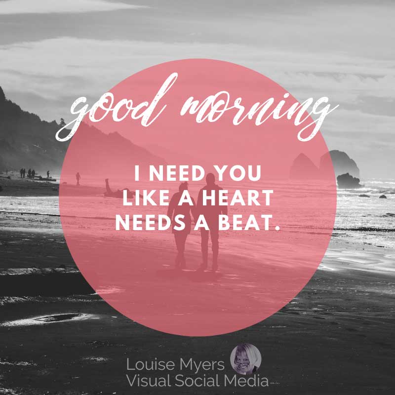 情侶手牽著手在沙灘上散步,早上好,我需要你,就像心臟需要跳動一樣。