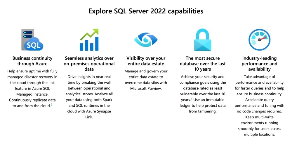 คุณสมบัติ Microsoft SQL Server