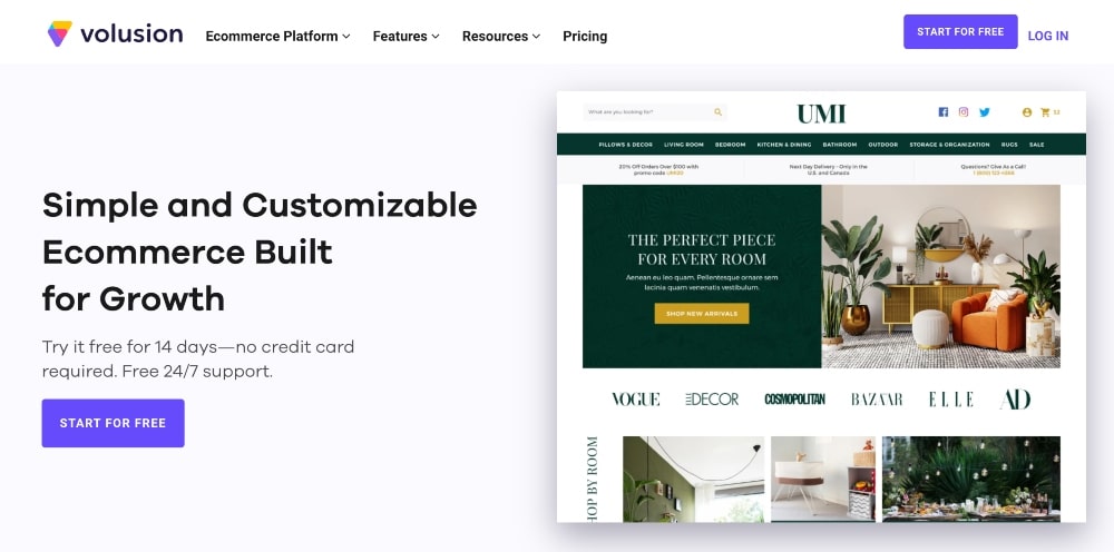 Sitio web de Volusion