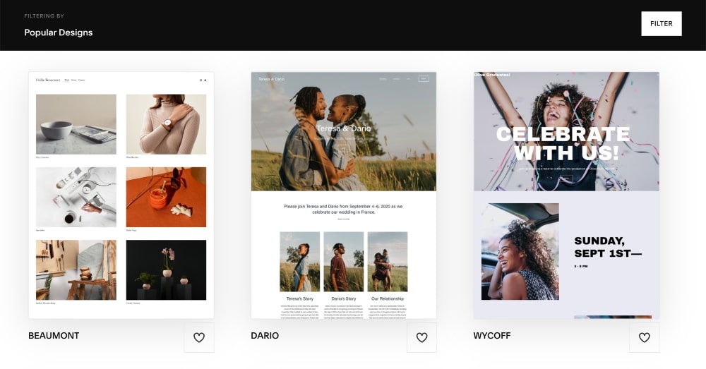 Plantillas de temas de Squarespace