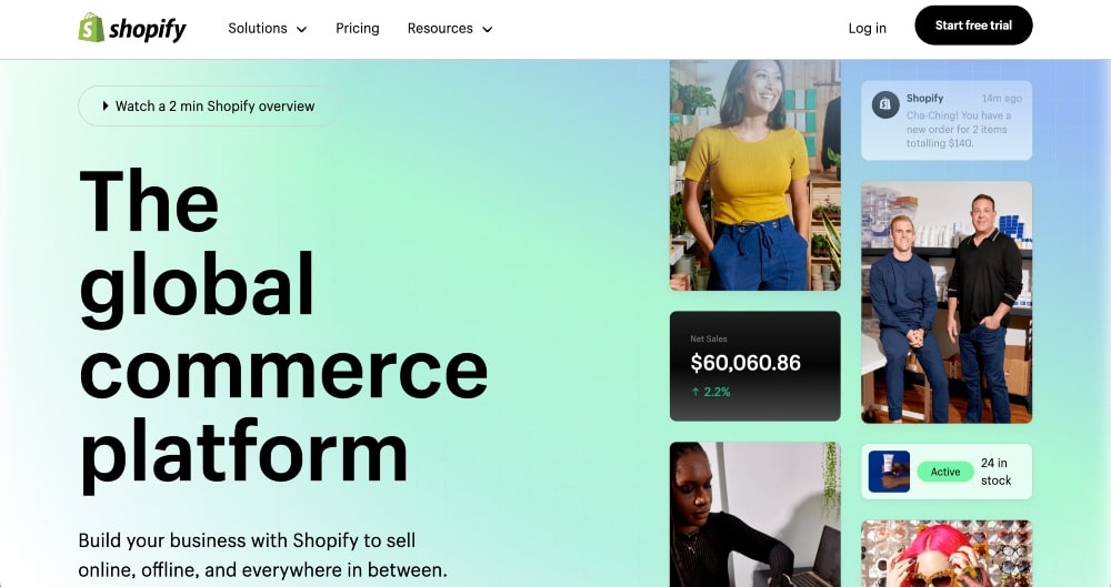 Sitio web de Shopify