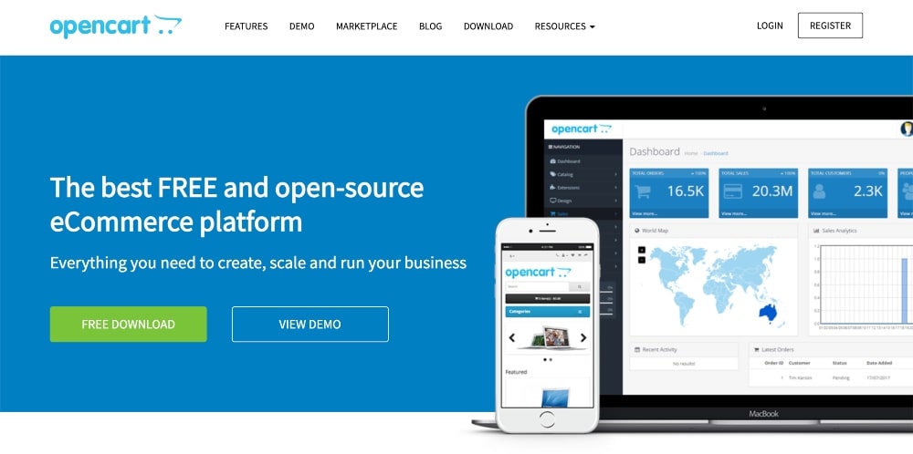 Sitio web de OpenCart