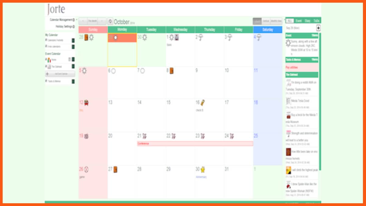 تقويم ومنظم Jorte