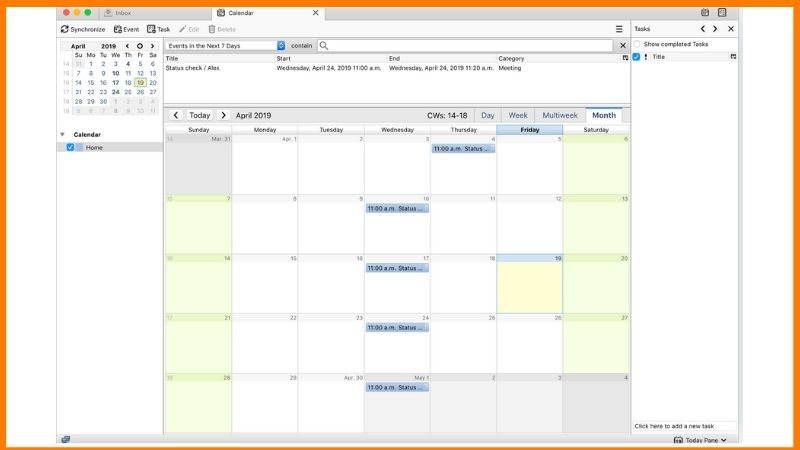 ثندربيرد البرق التقويم التطبيق