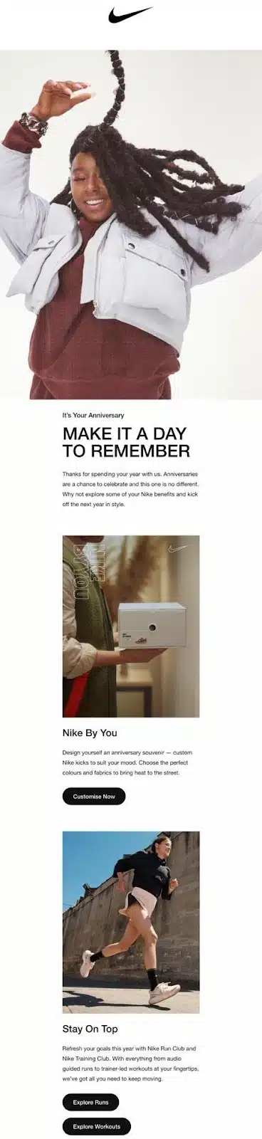 E-mail pentru aniversarea achiziției