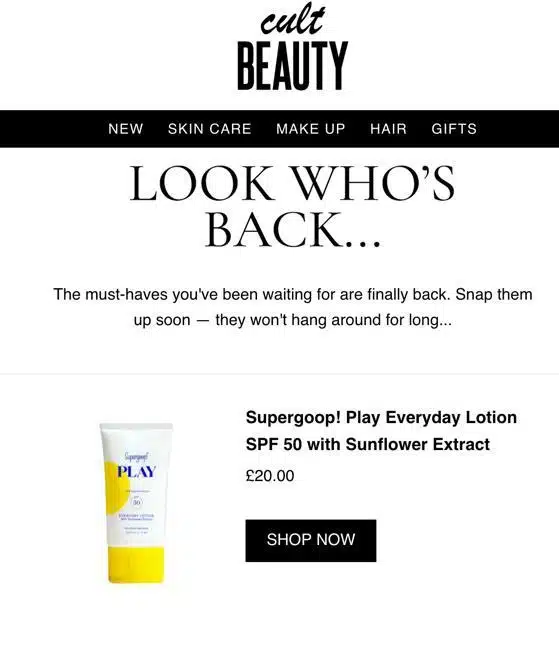 E-mail de notificare din nou în stoc