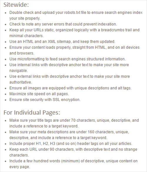 عوامل التحسين في الموقع onsite optimization factors