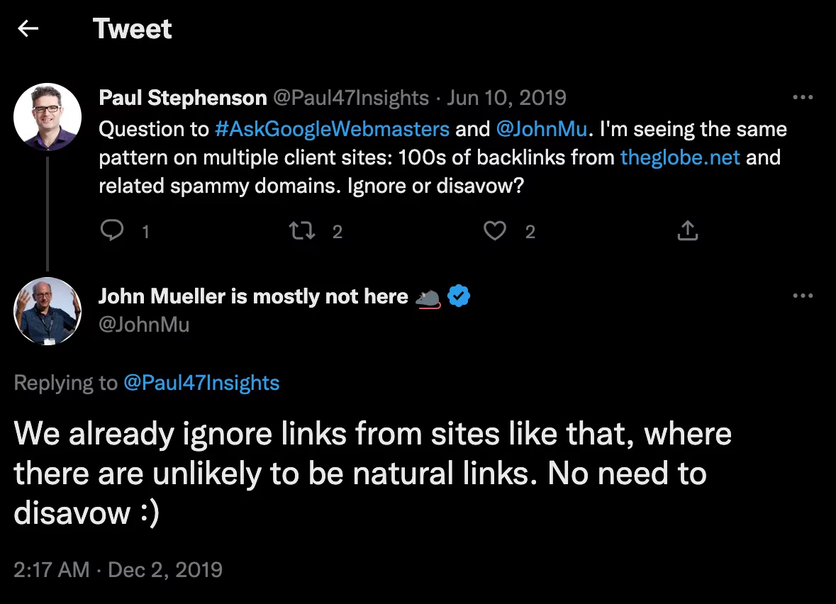Dyskusja na temat toksycznych linków zwrotnych na Twitterze