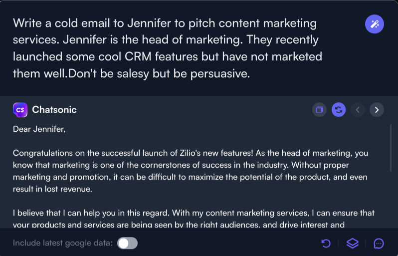 Kalte E-Mail - Anwendungsfälle für ChatSonic Chrome-Erweiterungen