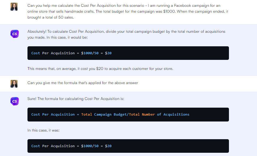 ChatGPT พร้อมท์ให้คำนวณต้นทุนต่อการได้มา - ChatGPT พร้อมท์สำหรับเมตริกการตลาด