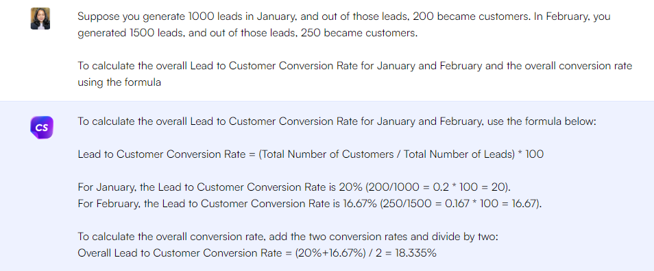 ข้อความแจ้ง ChatGPT เพื่อคำนวณโอกาสในการขายต่อลูกค้า - ข้อความแจ้ง ChatGPT สำหรับเมตริกทางการตลาด